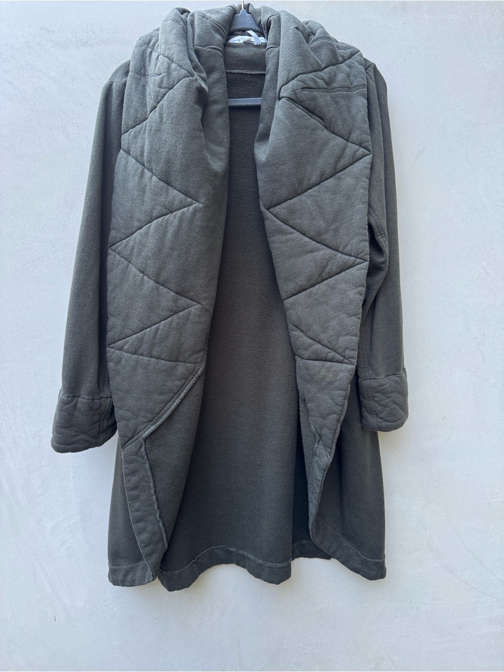 Young Fabulous & Broke Sandrine Quilted Cocoon Cardigan Coat M/L Olive Green